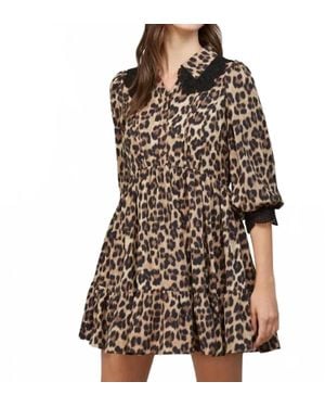 Fate by LFD Lace Trimmed Animal Print Dress - Brown