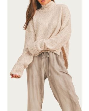 Sadie & Sage Oversized Ribbed Turtleneck Sweater - Natural