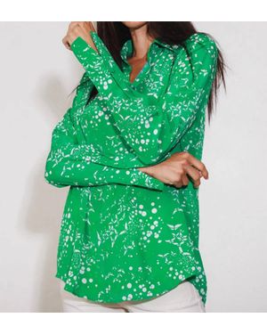 Catherine Gee Daria French Cuff Silk Blouse - Green