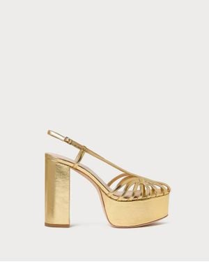 Loeffler Randall Isabella Leather Platform Sandals - Natural