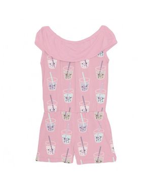 KICKEE Girl's Summer Romper - Pink