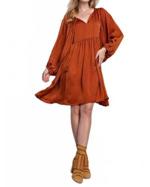 Easel Satin Babydoll Dress - Red