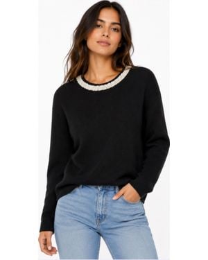 Drew Aurora Jewel Long Sleeve Crew Sweater - Black