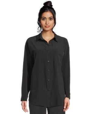 Prana Railay Shirt Long Sleeve Button-Up Collar Oversized Ddr2391 - Black