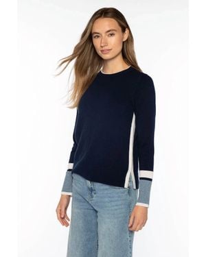 Kinross Cashmere Color Play Crew Sweater - Blue