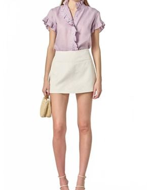 English Factory Linen Ruffle Shirt - Multicolor