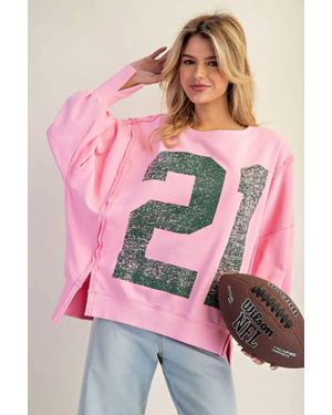 Eesome Varsity Pullover Sweatshirt - Pink
