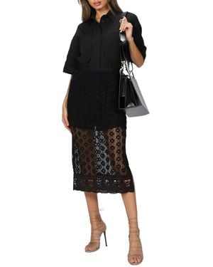 Goen.J Shirt And Crochet Lace Skirt Set - Black