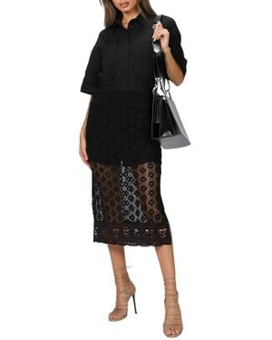 Goen.J Shirt And Crochet Lace Skirt Set - Black