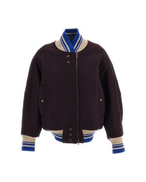 Dries Van Noten Valdi Oversized Wool Twill Quilted Bomber Jacket - Blue