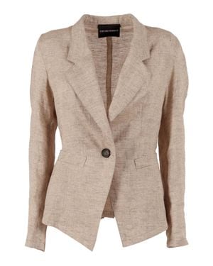 Emporio Armani Tailored Linen Blend Blazer - Natural