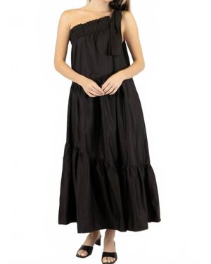 Before You Collection Gale Poplin One Shoulder Maxi Dress - Black