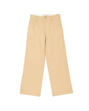 Marni Wide-Leg Cotton Gabardine Pants - Natural