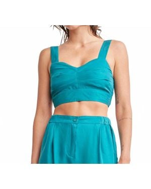 Self Contrast Kori Cropped Tank Top - Blue