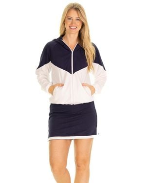 Duffield Lane Colorblock Zip-Up Active Hoodie - Blue