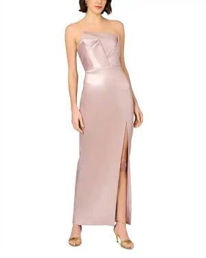 Aidan Mattox Strapless Foiled Mikado Dress - Pink