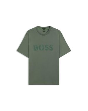 BOSS Structured-Logo T-Shirt - Green