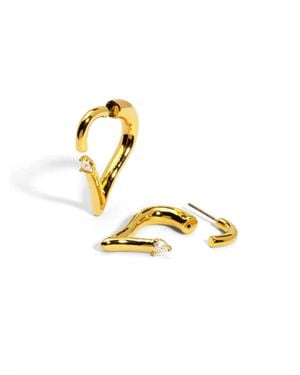 Rho Deconstructed Crystal Heart Hoop Earring - Metallic