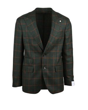 Luigi Bianchi Tailored Jacket With Windowpane Check Pattern - Black