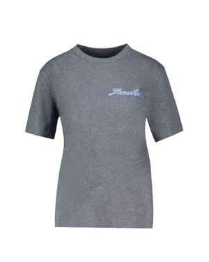 Lanvin Relaxed-Fit Crew Neck T-Shirt With Contrasting Logo Detail - Gray