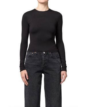 Agolde Dion Crop Long Sleeve Tee - Black