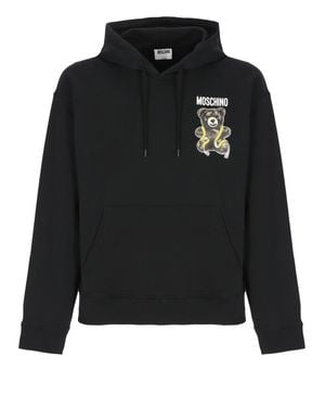 Moschino Teddy Bear Print Hooded Cotton Sweatshirt - Black
