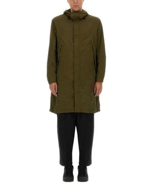 JG1 Long Nylon Parka With Design - Green