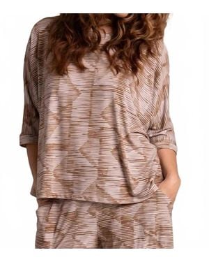 Sympli Batista Nu Clip Top Print - Brown