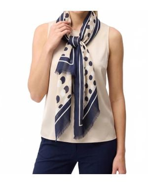 Joseph Ribkoff Polka Dots Fringe Scarf - Blue