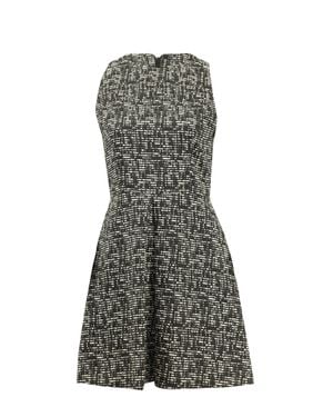 Alice + Olivia Textured Tweed Fit-and-Flare Dress - Gray