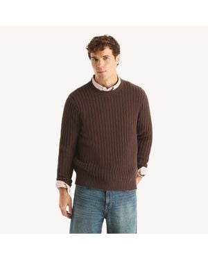 Nautica Textured Crewneck Sweater - Brown