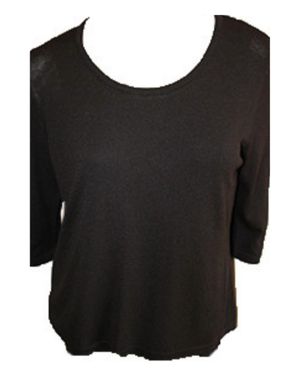 Angel Three Quarter Sleeve Tunic Top - Black
