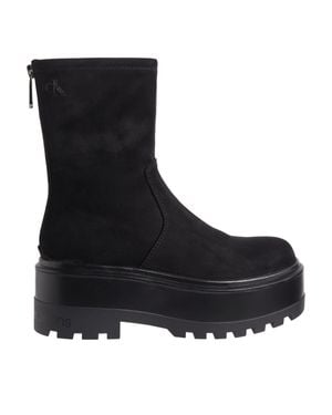 Calvin Klein Flatform Minimalist Design Chunky Sole Ankle Boots - Black
