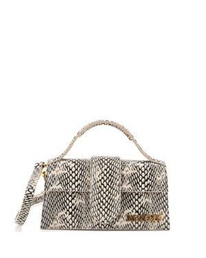 Jacquemus Le Bambino Top Handle Flap Bag Snakeskin Embossed Leather Mini - Metallic