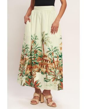 TRUEDAMES Island Time Only Woven Midi Full Skirt - Multicolor