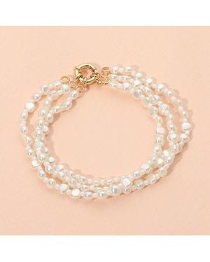 Fashnzfab Pearl Beaded Strand Bracelet - Natural