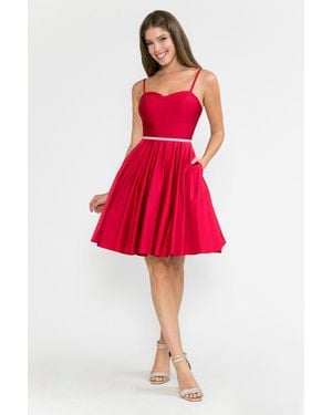TRUEDAMES Cocktail Dress Sweetheart Embellished Party Dress - Red
