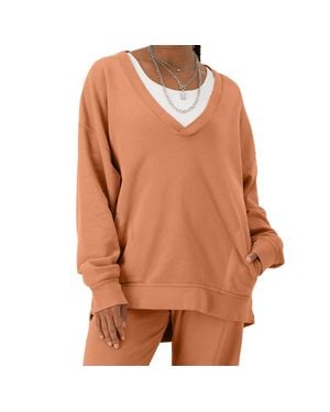Champion Oversized V-Neck Pullover - Brown