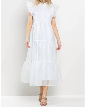 TCEC Cara Collared Midi Dress - White