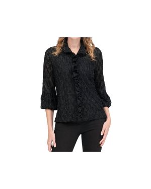 Dame Diamond Design Ogee Ruffle Jacket - Black