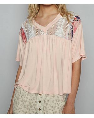 Pol Brynn Lace Panel Blouse - Natural