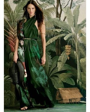 Johanna Ortiz Musical Wide Leg Silk Pants - Green
