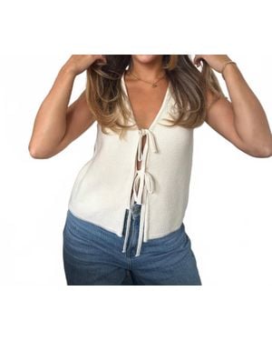 Miou Muse Alani Knit Tie Vest Tank Top - Blue