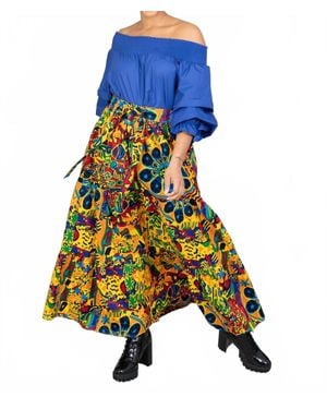 Kara Chic African Print Maxi Skirt - Blue