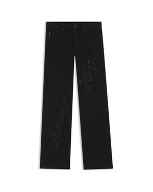 HUGO Slim-Fit Jeans With Rhinestone Logos - Black