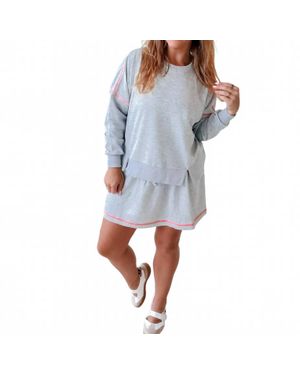 Davi & Dani Maddy Accent Stitch Sweatshirt - Blue