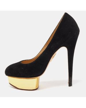Charlotte Olympia Suede Dolly Platform Pumps - Black