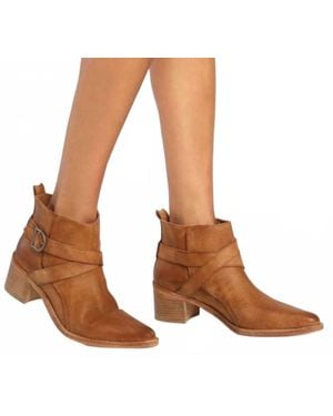 Free People Leather Back Loop Heeled Ankle Boot - Brown