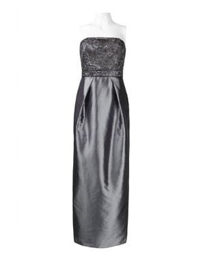 Sue Wong Strapless Embellished Taffeta Dress - Gray