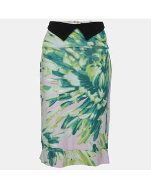 Just Cavalli Printed Jersey Midi Skirt - Green